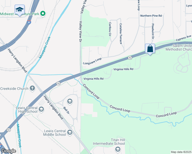 map of restaurants, bars, coffee shops, grocery stores, and more near 18 Virginia Hills Road in Council Bluffs