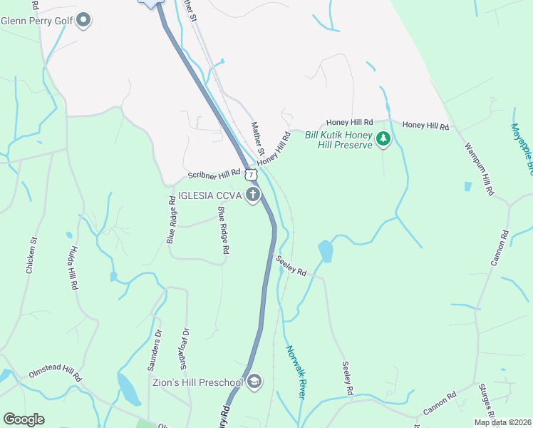 map of restaurants, bars, coffee shops, grocery stores, and more near 526 Danbury Road in Wilton