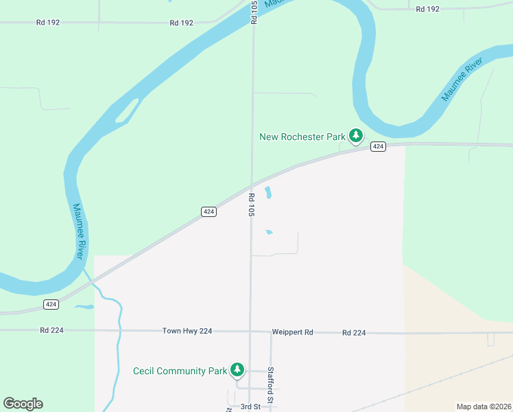 map of restaurants, bars, coffee shops, grocery stores, and more near 17370 Road 105 in Cecil