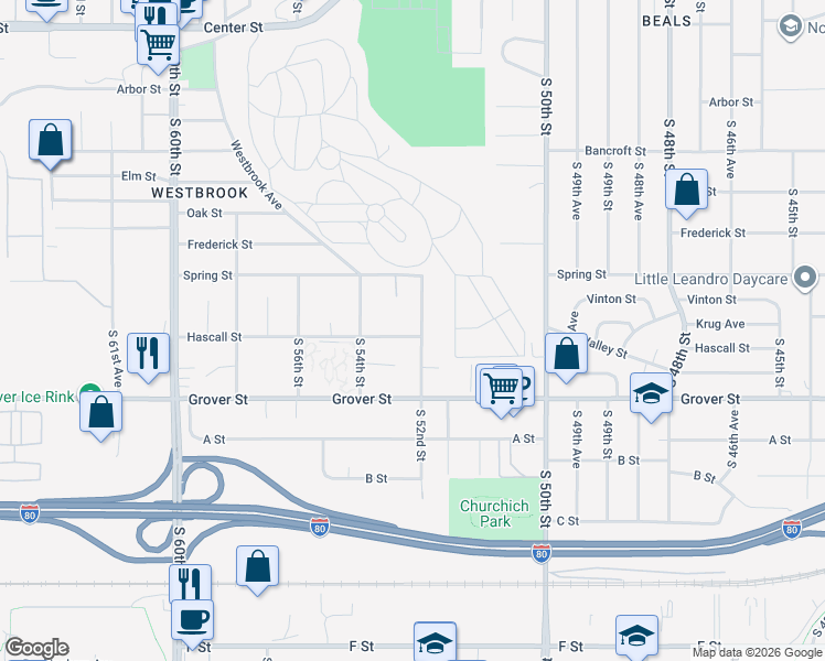 map of restaurants, bars, coffee shops, grocery stores, and more near 5210 Hascall Street in Omaha