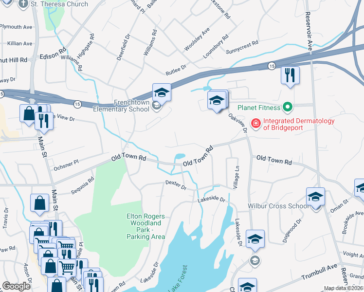 map of restaurants, bars, coffee shops, grocery stores, and more near 29 Horseshoe Drive in Trumbull