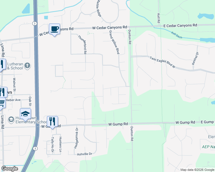 map of restaurants, bars, coffee shops, grocery stores, and more near 1010 Honey Willow Blvd in Huntertown