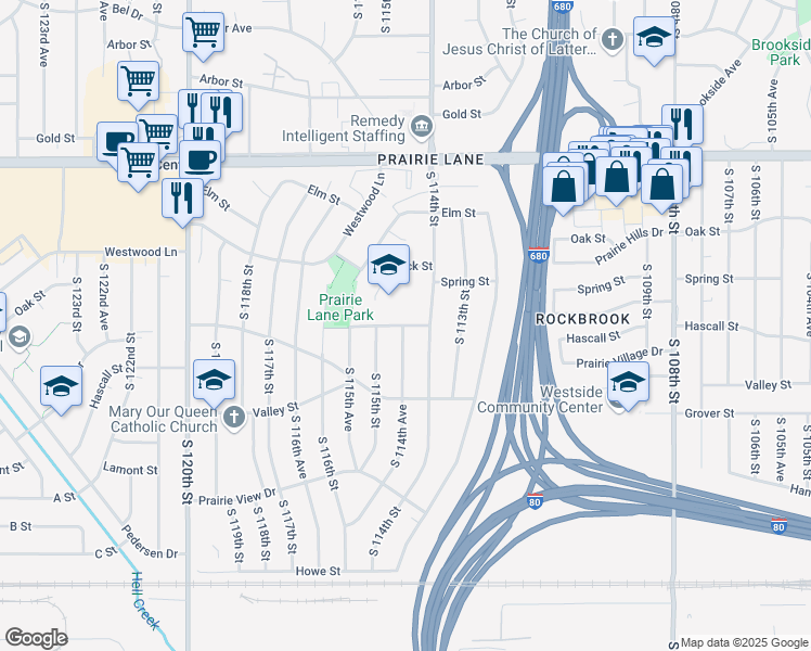 map of restaurants, bars, coffee shops, grocery stores, and more near 11444 Hascall Street in Omaha