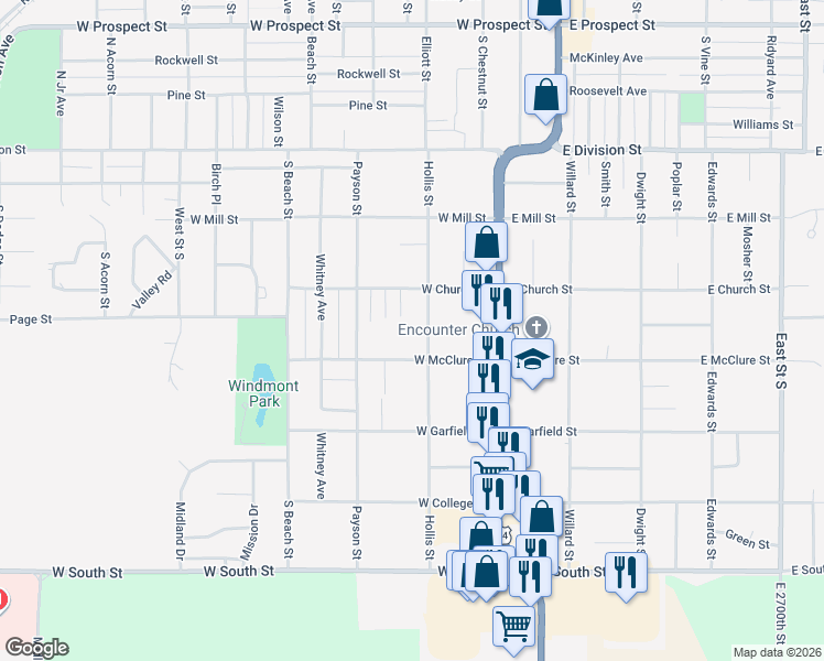 map of restaurants, bars, coffee shops, grocery stores, and more near 232 West McClure Street in Kewanee