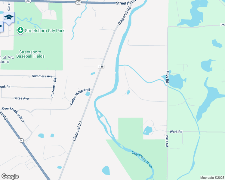 map of restaurants, bars, coffee shops, grocery stores, and more near 8800 Diagonal Road in Streetsboro