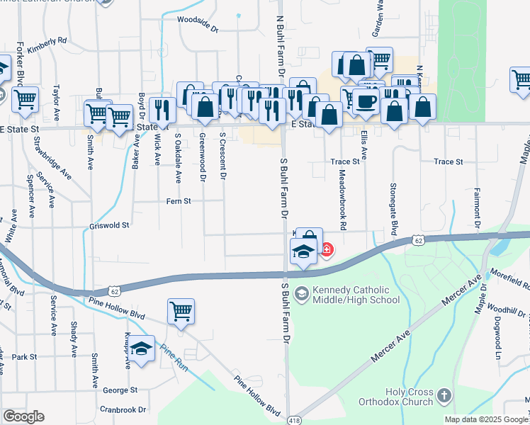 map of restaurants, bars, coffee shops, grocery stores, and more near 2035 King Drive in Hermitage