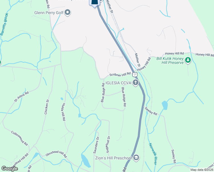 map of restaurants, bars, coffee shops, grocery stores, and more near 130 Blue Ridge Road in Wilton