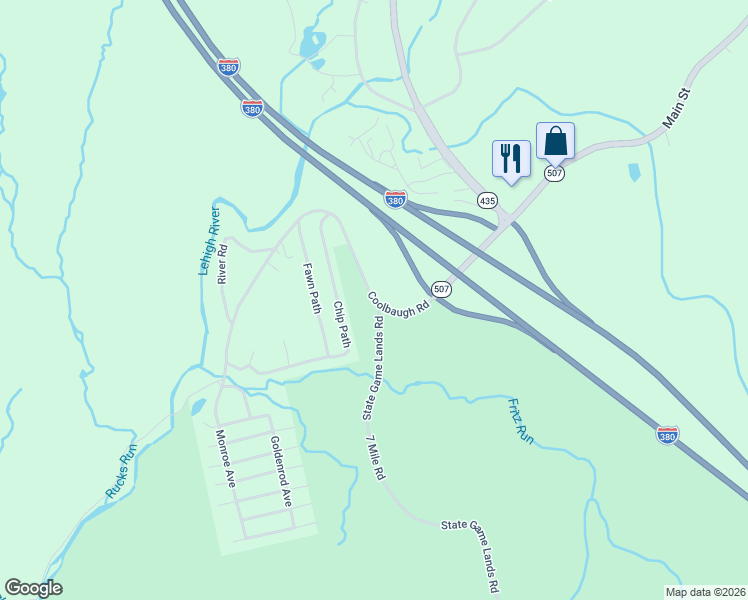 map of restaurants, bars, coffee shops, grocery stores, and more near Coolbaugh Rd in Monroe