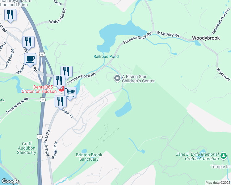 map of restaurants, bars, coffee shops, grocery stores, and more near 51 Scenic Drive in Croton-on-Hudson