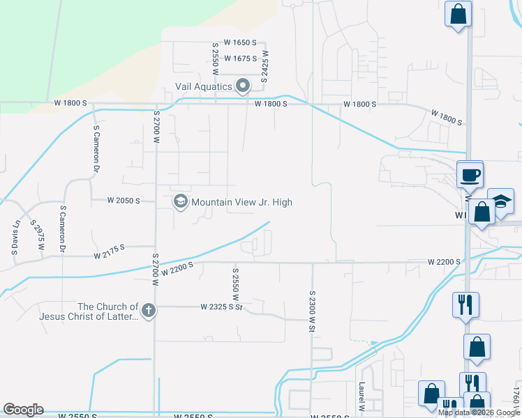 map of restaurants, bars, coffee shops, grocery stores, and more near 2067 South 2425 West in West Haven