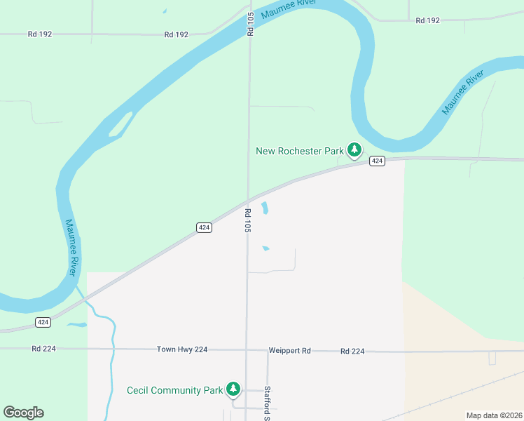 map of restaurants, bars, coffee shops, grocery stores, and more near 17370 Road 105 in Cecil
