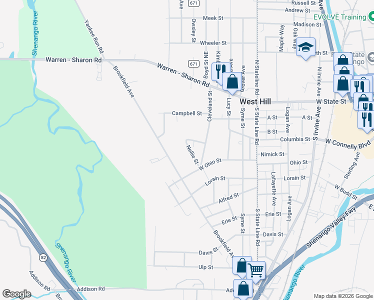 map of restaurants, bars, coffee shops, grocery stores, and more near 580 Township Highway 1138 in Masury