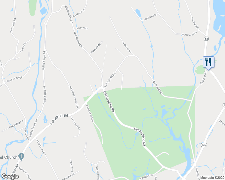 map of restaurants, bars, coffee shops, grocery stores, and more near 73 Kellogg Hill Road in Weston