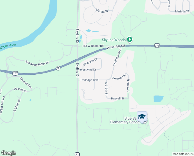map of restaurants, bars, coffee shops, grocery stores, and more near 21915 Westwind Drive in Omaha