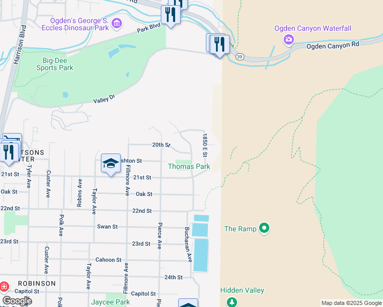 map of restaurants, bars, coffee shops, grocery stores, and more near 2001 Buchanan Avenue in Ogden