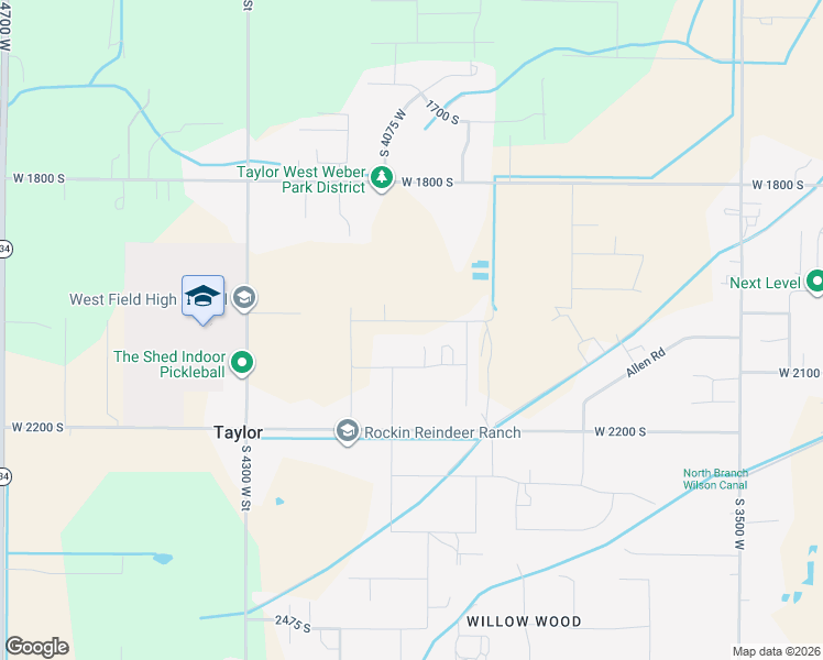 map of restaurants, bars, coffee shops, grocery stores, and more near 4121 West 2025 South in West Haven