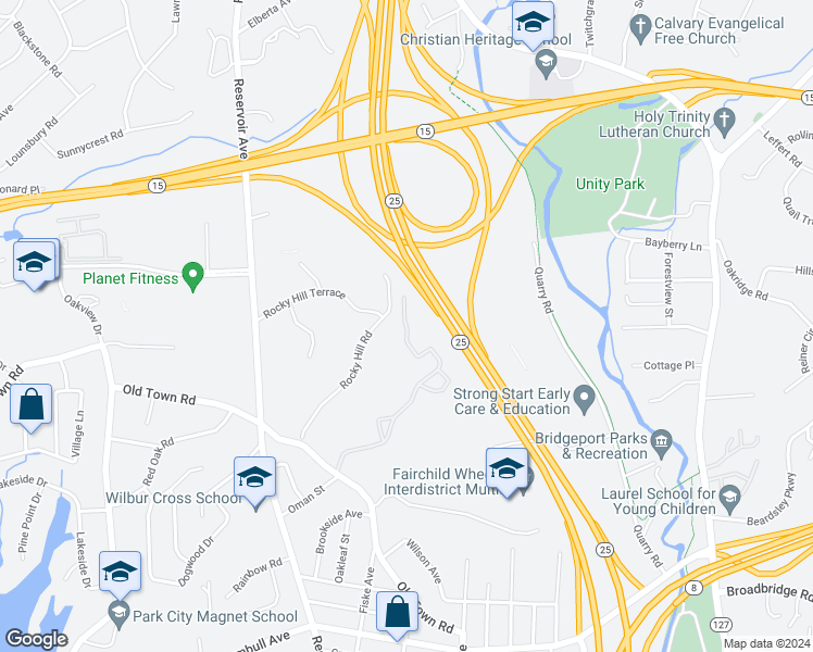 map of restaurants, bars, coffee shops, grocery stores, and more near 11224 Avalon Gates in Trumbull