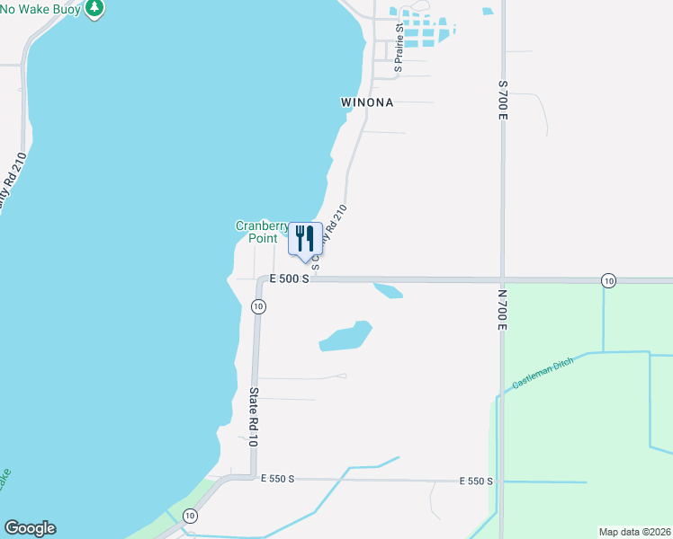 map of restaurants, bars, coffee shops, grocery stores, and more near 6620 Indiana 10 in Knox