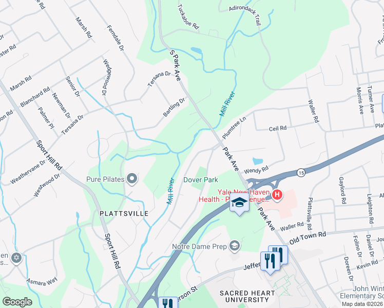 map of restaurants, bars, coffee shops, grocery stores, and more near 111 Toll House Lane in Fairfield