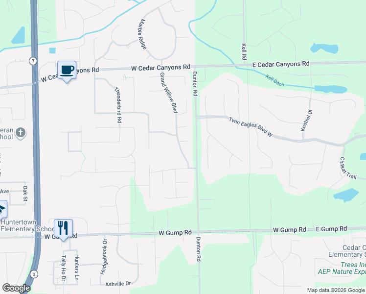 map of restaurants, bars, coffee shops, grocery stores, and more near 809 Darwillow Court in Huntertown