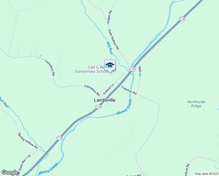 map of restaurants, bars, coffee shops, grocery stores, and more near 183 School Lane in Lairdsville