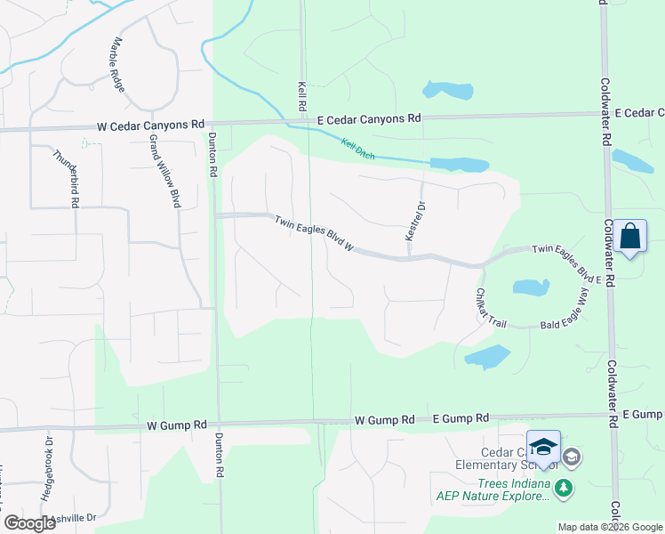map of restaurants, bars, coffee shops, grocery stores, and more near 15812 Winterberry Ct in Huntertown