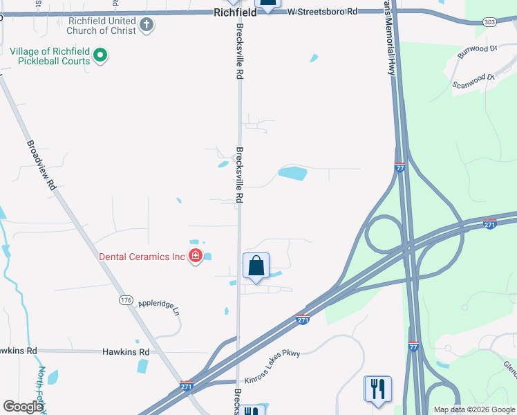 map of restaurants, bars, coffee shops, grocery stores, and more near 3401 Brecksville Road in Richfield