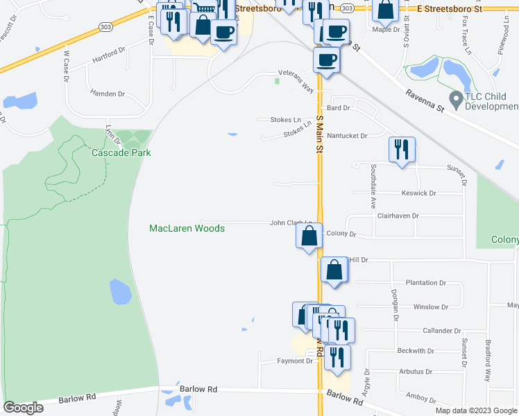 map of restaurants, bars, coffee shops, grocery stores, and more near 37 John Clark Lane in Hudson