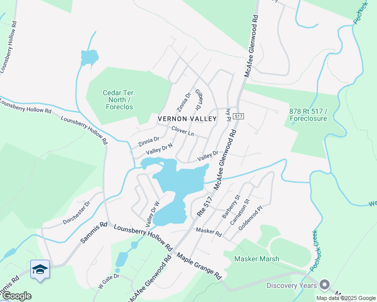 map of restaurants, bars, coffee shops, grocery stores, and more near 5 Nasturtium Avenue in Vernon Township