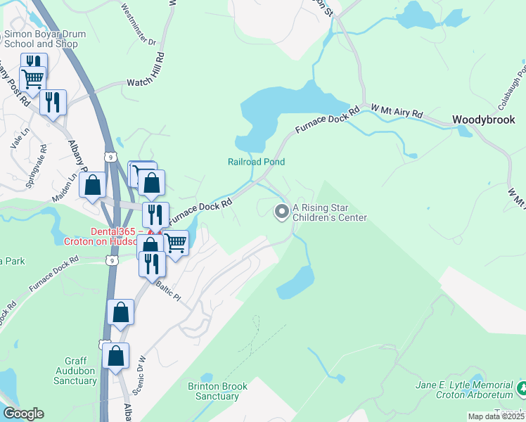 map of restaurants, bars, coffee shops, grocery stores, and more near 48 Scenic Circle in Croton-on-Hudson