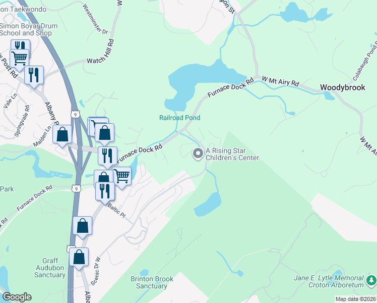 map of restaurants, bars, coffee shops, grocery stores, and more near 48 Scenic Circle in Croton-on-Hudson