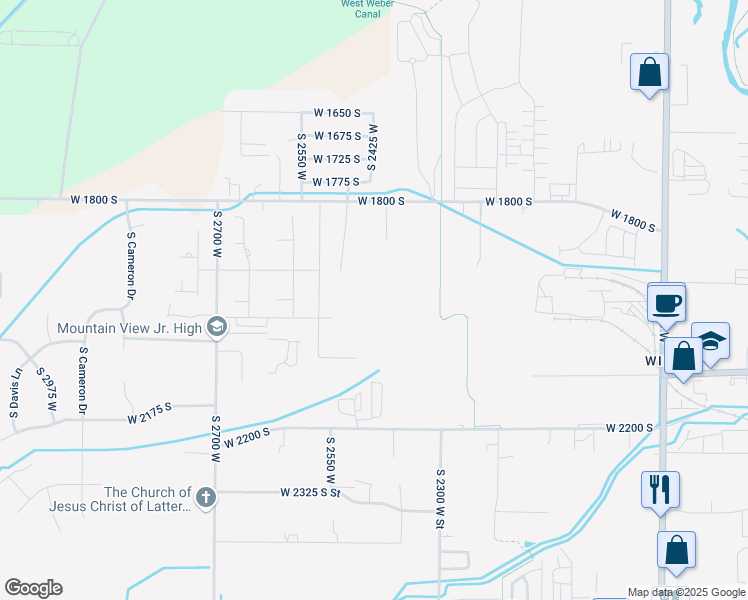 map of restaurants, bars, coffee shops, grocery stores, and more near 1954 South 2425 West in West Haven