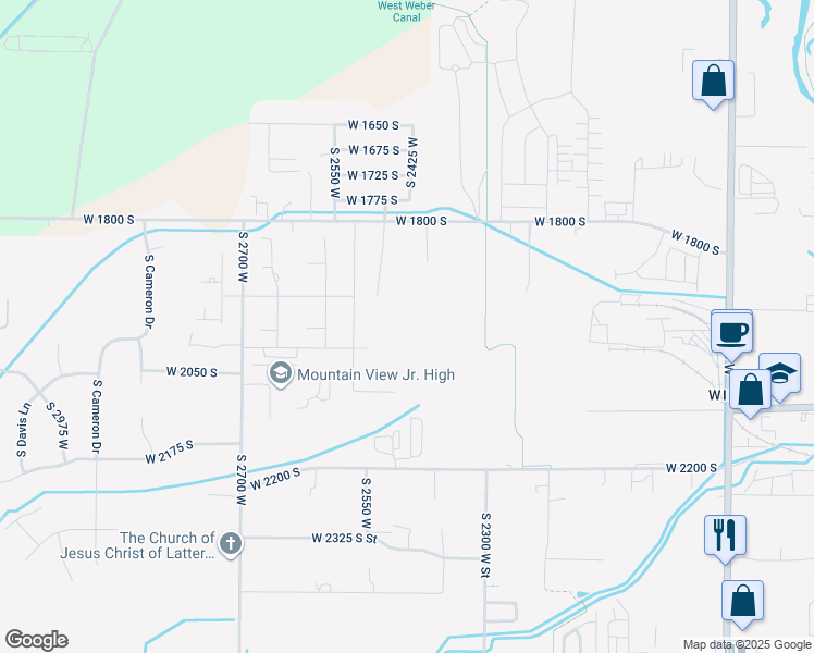 map of restaurants, bars, coffee shops, grocery stores, and more near 1953 South 2425 West in West Haven