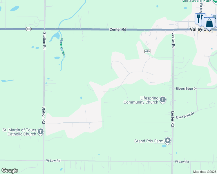 map of restaurants, bars, coffee shops, grocery stores, and more near 7145 Stagecoach Trail in Valley City