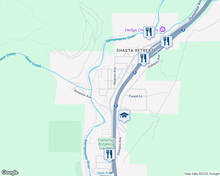 map of restaurants, bars, coffee shops, grocery stores, and more near 4209 Wells Avenue in Dunsmuir