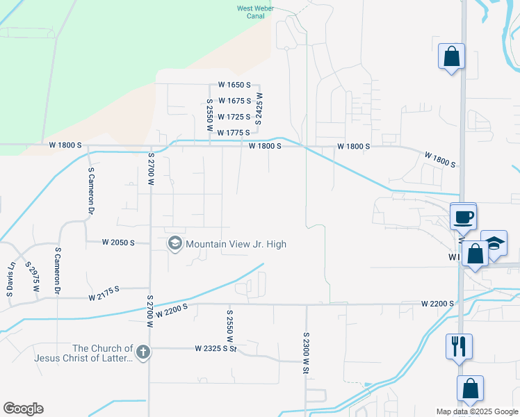 map of restaurants, bars, coffee shops, grocery stores, and more near 1944 South 2425 West in West Haven
