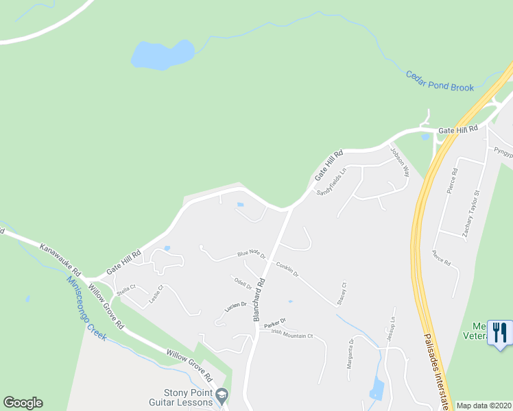 map of restaurants, bars, coffee shops, grocery stores, and more near 1 Sgt Schwarz Court in Stony Point