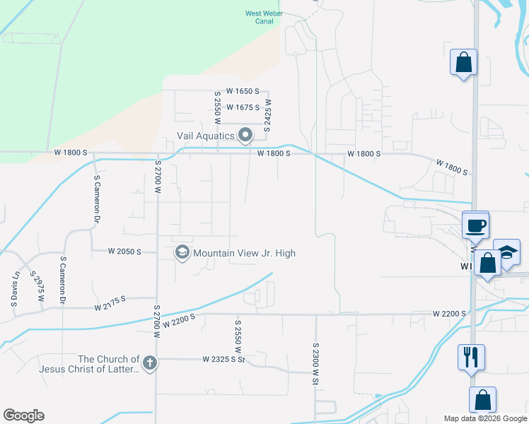 map of restaurants, bars, coffee shops, grocery stores, and more near 1927 South 2425 West in West Haven