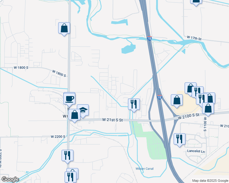 map of restaurants, bars, coffee shops, grocery stores, and more near 1628 West 2100 South in Ogden