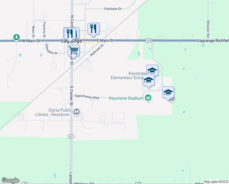 map of restaurants, bars, coffee shops, grocery stores, and more near 383 Opportunity Way in LaGrange