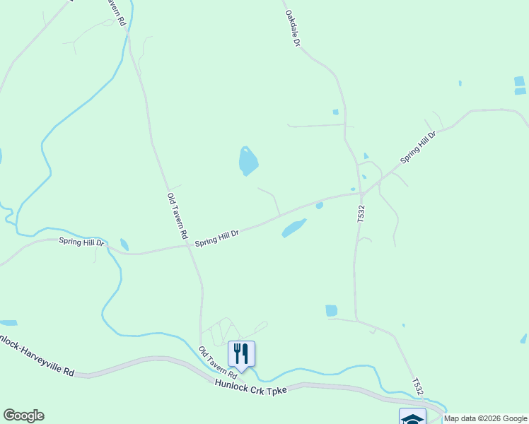 map of restaurants, bars, coffee shops, grocery stores, and more near Spring Hill Road in Hunlock Creek