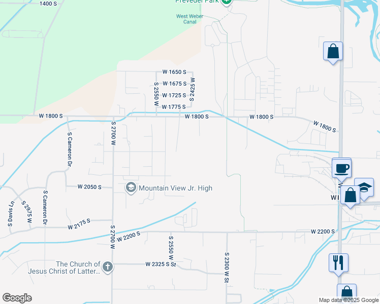 map of restaurants, bars, coffee shops, grocery stores, and more near 1903 South 2425 West in West Haven
