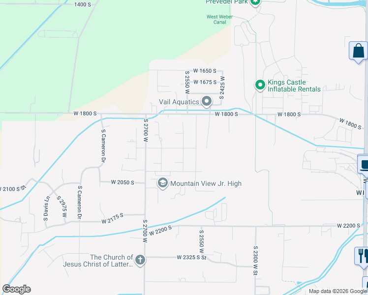 map of restaurants, bars, coffee shops, grocery stores, and more near 1934 South 2575 West in West Haven