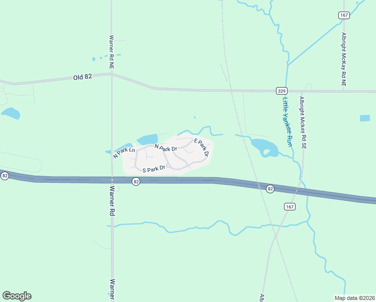 map of restaurants, bars, coffee shops, grocery stores, and more near 1083 East Park Drive in Trumbull County