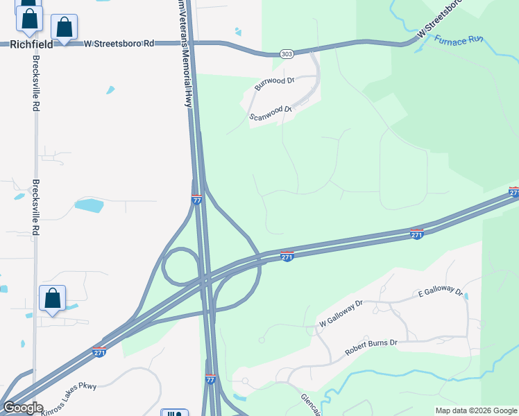map of restaurants, bars, coffee shops, grocery stores, and more near 3401 Brecksville Road in Richfield