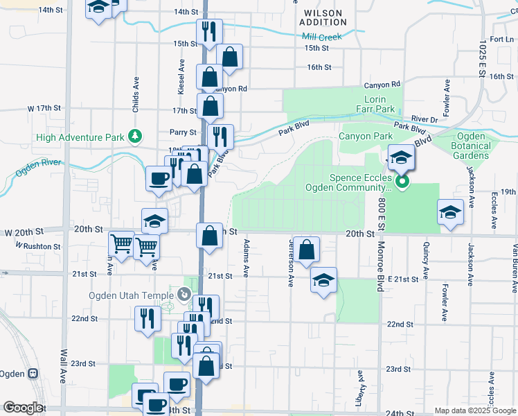 map of restaurants, bars, coffee shops, grocery stores, and more near West Haven Trail in West Haven