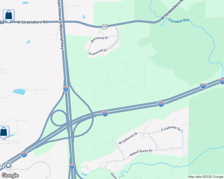 map of restaurants, bars, coffee shops, grocery stores, and more near Interstate 271 in Richfield