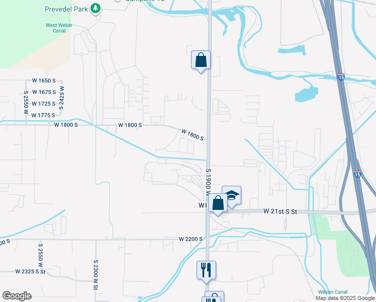 map of restaurants, bars, coffee shops, grocery stores, and more near 1874 South 1900 West in Ogden