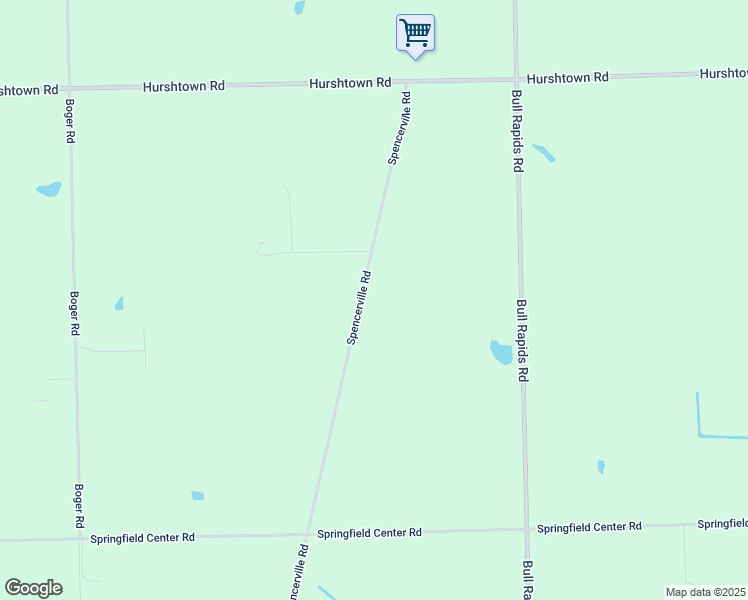 map of restaurants, bars, coffee shops, grocery stores, and more near 15634 Spencerville Road in Grabill