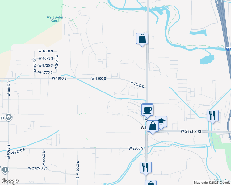 map of restaurants, bars, coffee shops, grocery stores, and more near 2123 West 1800 South in Ogden